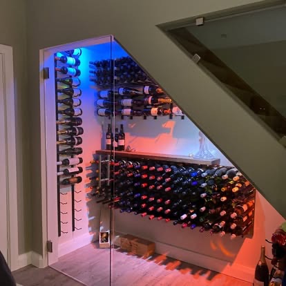 Wine storage with RGB feature lighting